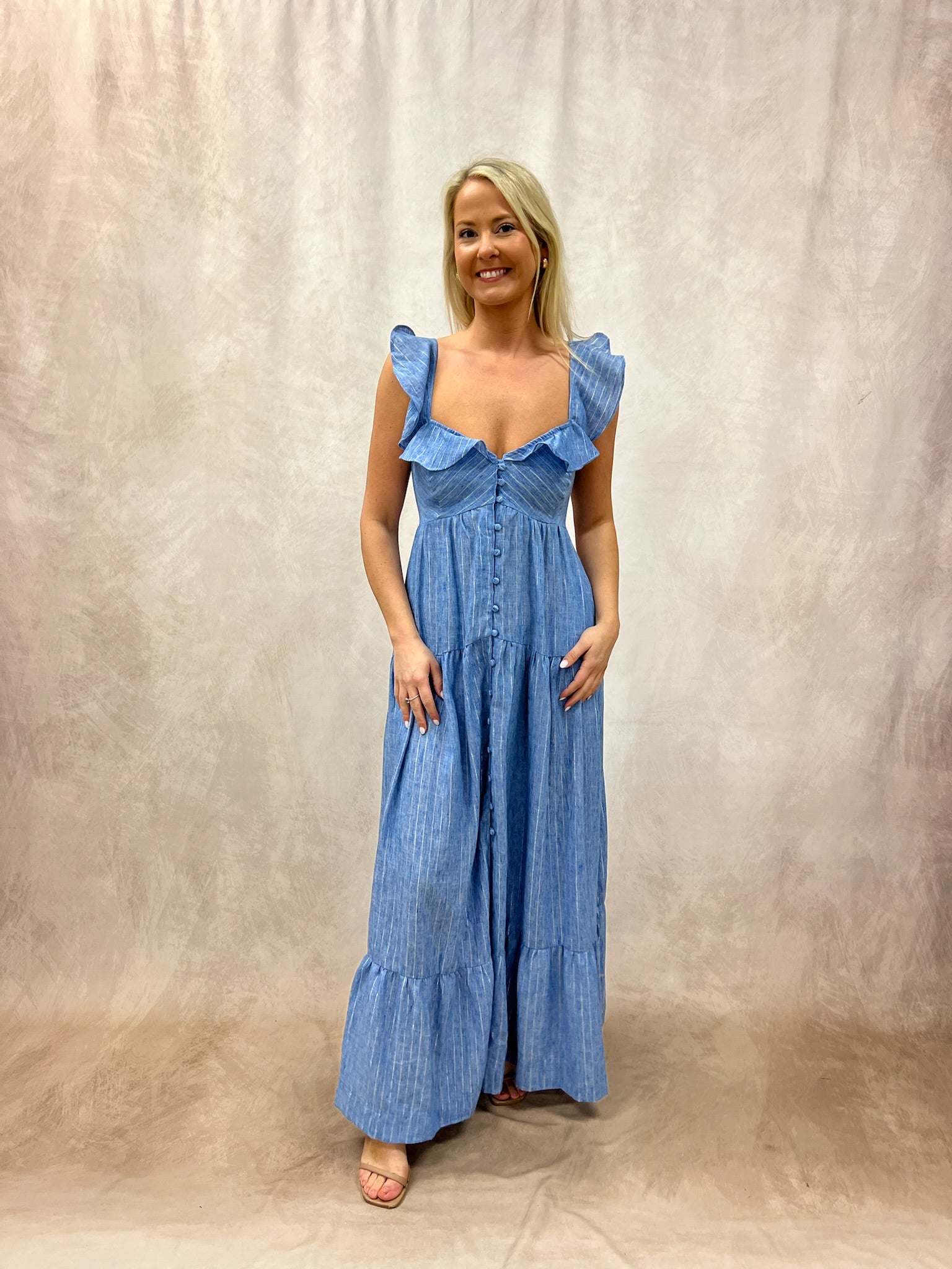 Ruffle Sleeve Tiered Maxi Dress – Stile by Per Lei