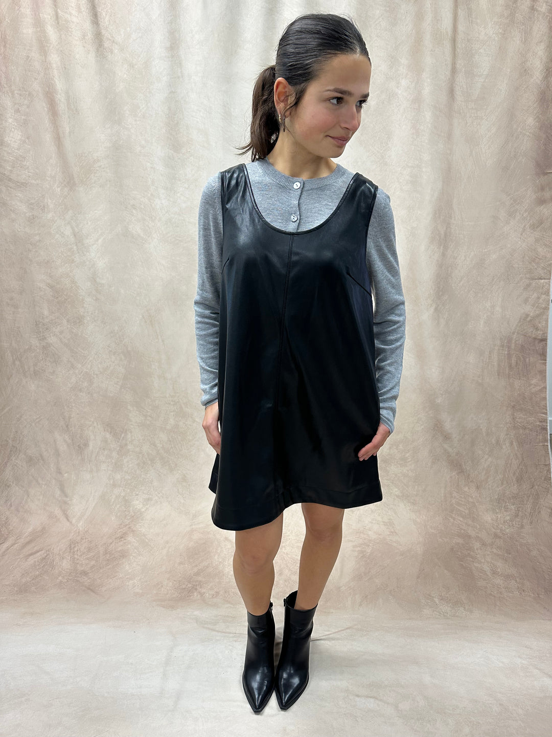 faux leather shift dress Faux Leather Shift Dress – Stile by Per Lei