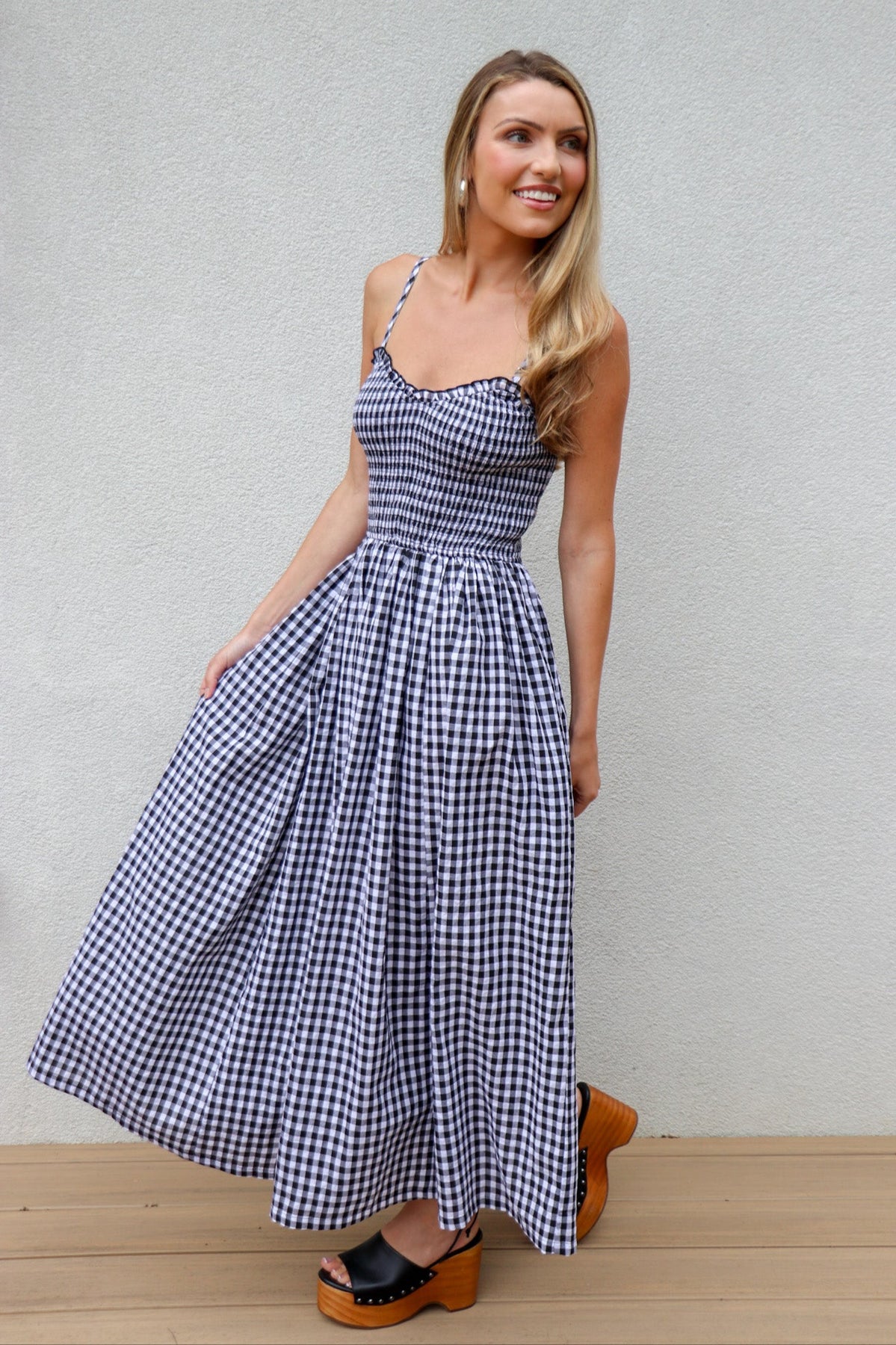 Gingham Midi Dress Stile by Per Lei Gingham Midi Dress Stile by Per Lei