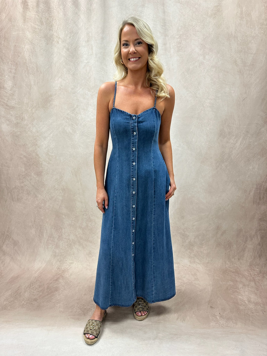button down denim maxi dress Button Down Denim Maxi Dress – Stile by Per Lei