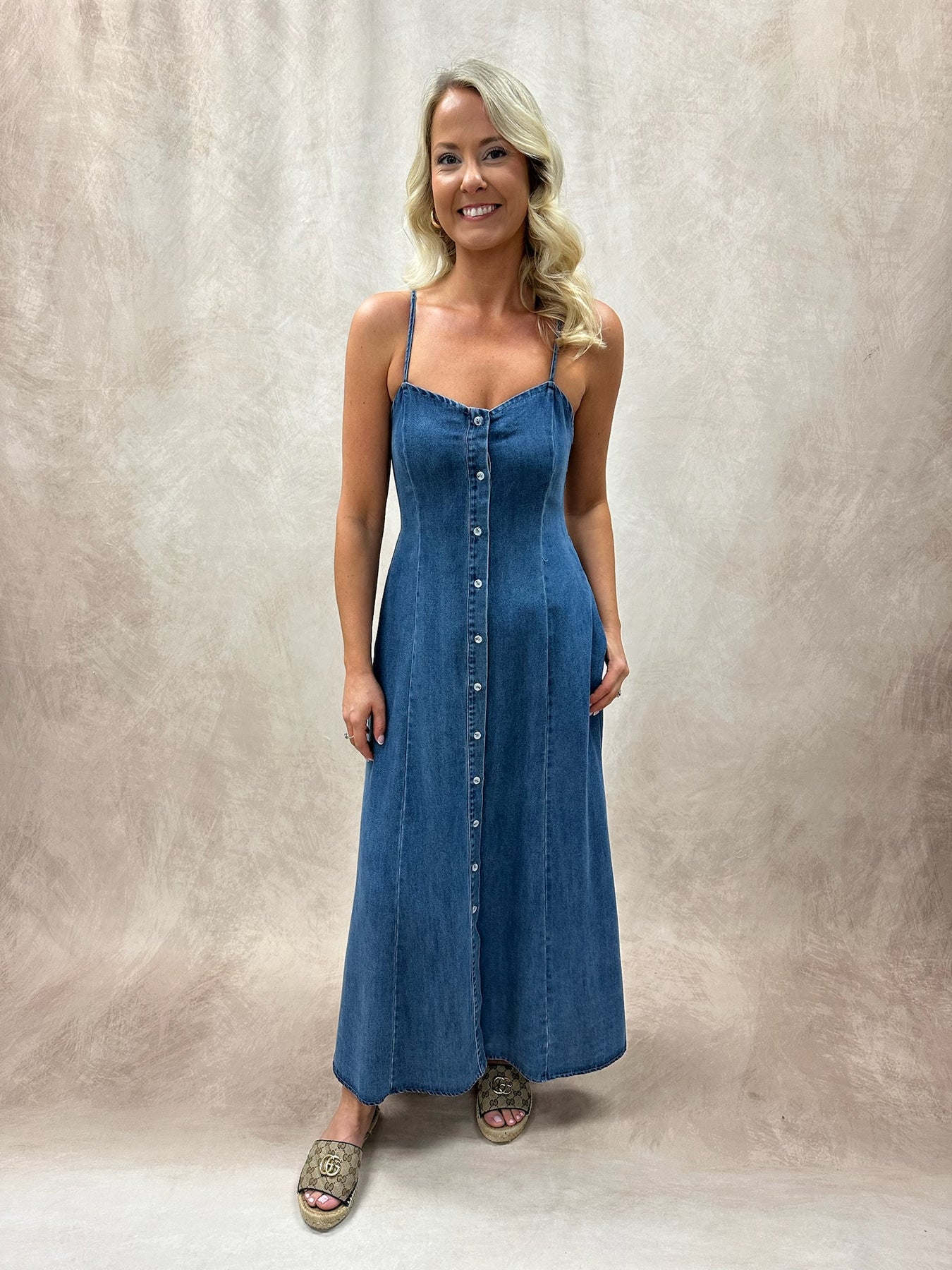 Button Down Denim Maxi Dress – Stile by Per Lei